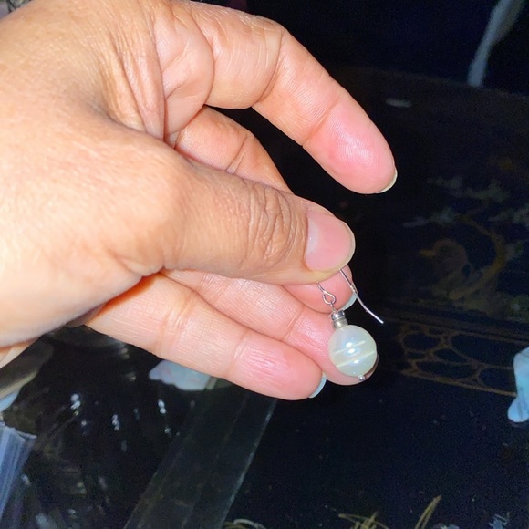 Vintage Sterling silver real pearl earnings - Picture 3 of 4